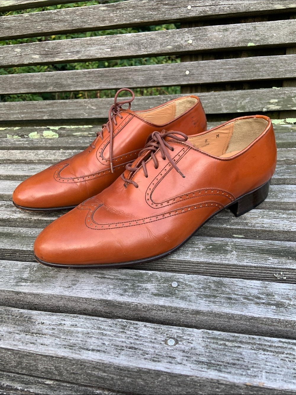 Vintage PLAYBOY Men’s Cognac Leather Wingtip Oxfords